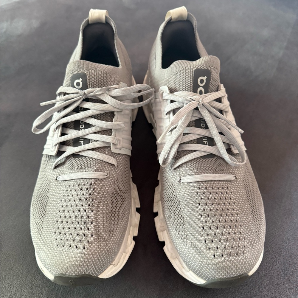 On Running Gray Athletic Shoes with Breathable Knit Upper